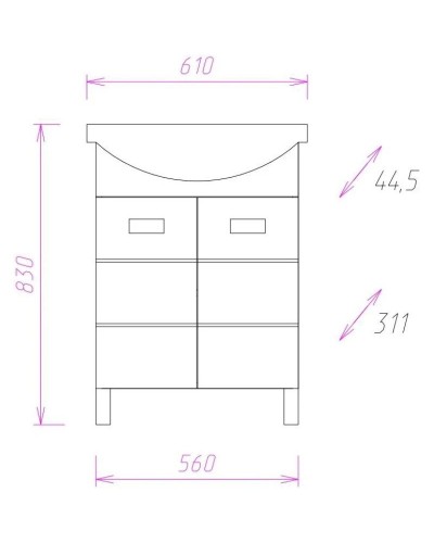 Комплект мебели белый глянец 61 см Onika Балтика 106040 + 1WH110246 + 205815