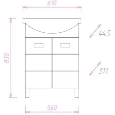 Комплект мебели белый глянец 61 см Onika Балтика 106040 + 1WH110246 + 205816