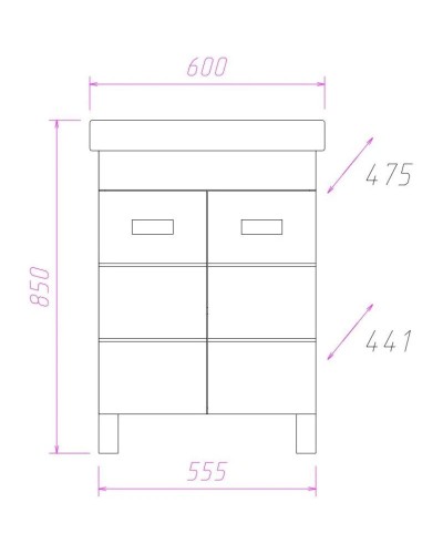 Комплект мебели белый глянец 60 см Onika Балтика 106035 + 1WH302082 + 205816