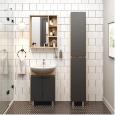 Комплект мебели дуб сонома/серый матовый 55,5 см Onika Милтон 105560 + 4620008192765 + 206070