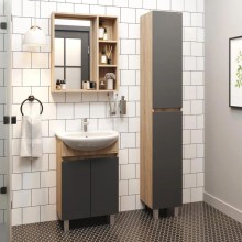 Комплект мебели дуб сонома/серый матовый 55,5 см Onika Милтон 105560 + 4620008192765 + 206070