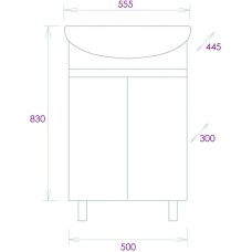 Комплект мебели дуб сонома/серый матовый 55,5 см Onika Милтон 105560 + 4620008192765 + 206070