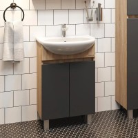 Комплект мебели дуб сонома/серый матовый 55,5 см Onika Милтон 105560 + 4620008192765 + 206070