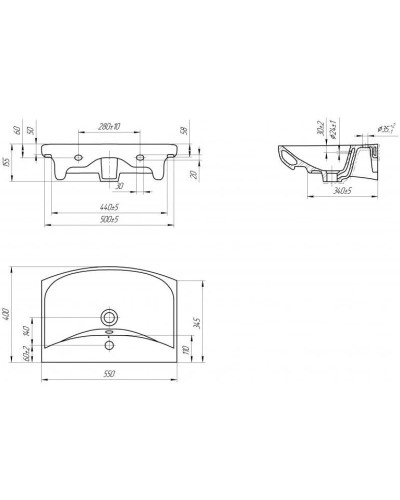 Комплект мебели белый глянец/кастелло 55 см Onika Харпер 105557 + UM-CAR55/1 + 205216