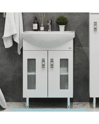 Комплект мебели белый глянец 55 см Onika Кристалл 105555 + 1WH501702 + 205818