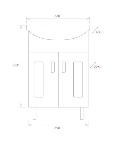Комплект мебели белый глянец 55 см Onika Кристалл 105555 + 1WH501702 + 205817