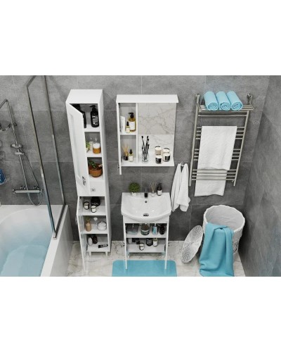 Комплект мебели белый глянец 55 см Onika Кристалл 105555 + 1WH501702 + 205817