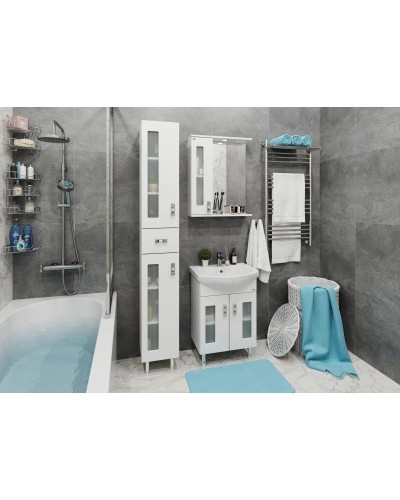 Комплект мебели белый глянец 55 см Onika Кристалл 105555 + 1WH501702 + 205817