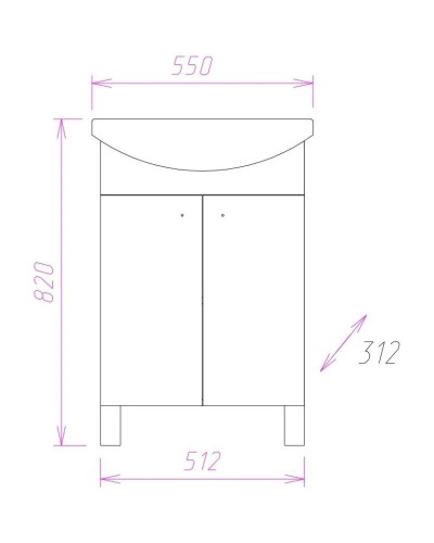 Комплект мебели белый глянец 55 см Onika Лига 105554 + 1WH501702 + 205202