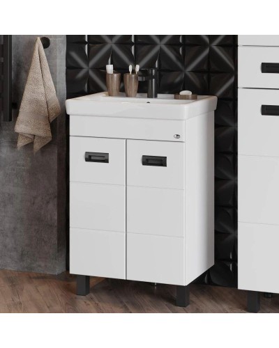 Комплект мебели белый глянец 55 см Onika Балтика 105552 + 1WH302126 + 205848