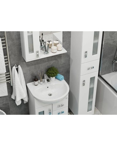 Комплект мебели белый глянец 54 см Onika Кристалл 105551 + UM-ERI55/1 + 205817