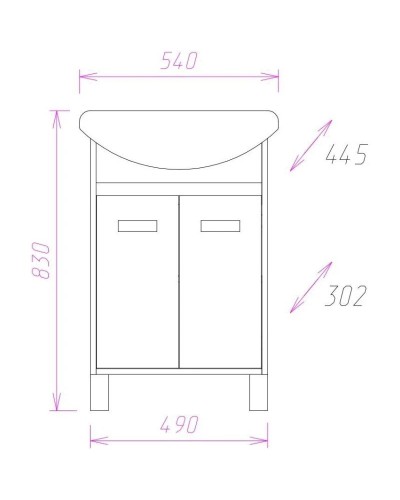 Комплект мебели венге луизиана/ясень шимо светлый 54 см Onika Гамма 105537 + UM-ERI55/1 + 205827