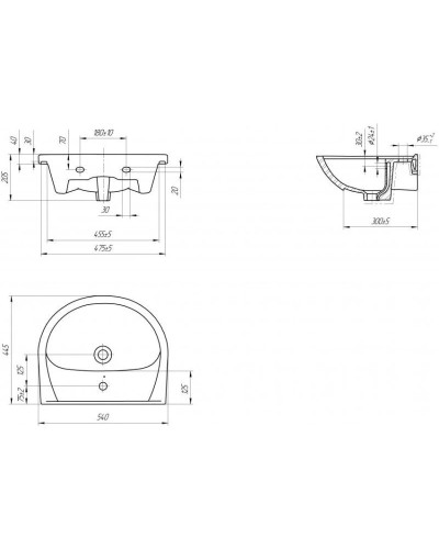 Комплект мебели венге луизиана/ясень шимо светлый 54 см Onika Гамма 105537 + UM-ERI55/1 + 205828