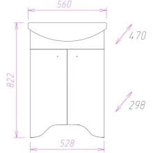 Комплект мебели белый матовый 56 см Onika Омега 105531 + 605501 + 204802