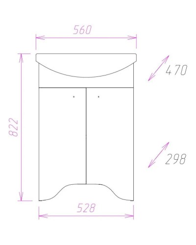 Комплект мебели белый матовый 56 см Onika Омега 105531 + 605501 + 204802