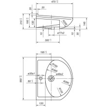 Комплект мебели белый матовый 56 см Onika Омега 105531 + 605501 + 204802