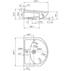 Комплект мебели белый матовый 56 см Onika Омега 105531 + 605501 + 204802