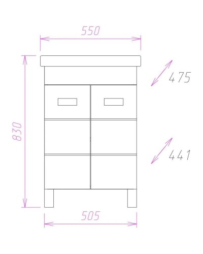 Комплект мебели белый глянец 55 см Onika Балтика 105521 + 1WH302126 + 205815