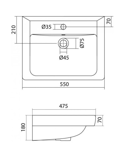 Комплект мебели белый глянец 55 см Onika Балтика 105521 + 1WH302126 + 205815