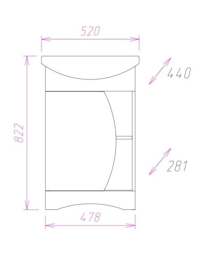 Комплект мебели венге луизиана/бодега 52 см Onika Дуэт 105201 + 1.3120.1.S00.11B.0 + 205207