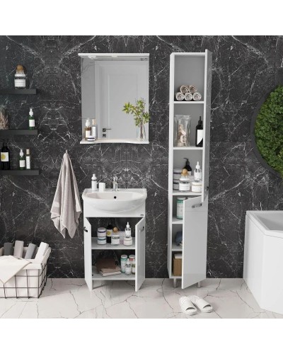 Комплект мебели белый глянец 51 см Onika Коралл 105032 + 4620008192758 + 205023