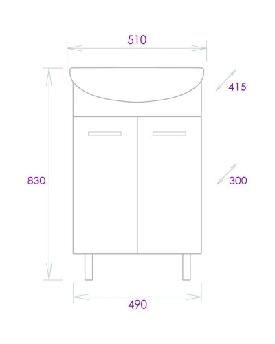 Комплект мебели белый глянец 51 см Onika Коралл 105032 + 4620008192758 + 205023