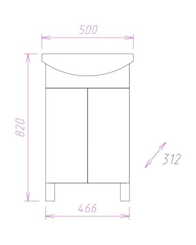 Комплект мебели белый глянец 50 см Onika Лига 105030 + 1WH501701 + 205202