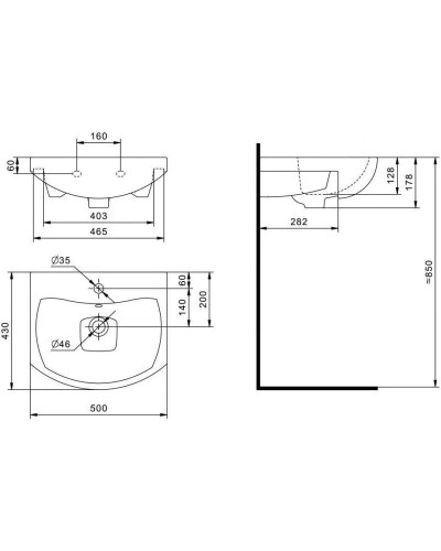 Комплект мебели белый глянец 50 см Onika Лига 105030 + 1WH501701 + 205202