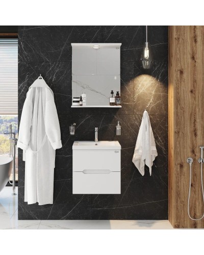 Комплект мебели белый глянец 50 см Onika Айленд 105021 + 4630055557578 + 205206