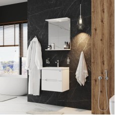 Комплект мебели белый глянец 50 см Onika Айленд 105021 + 4630055557578 + 205206