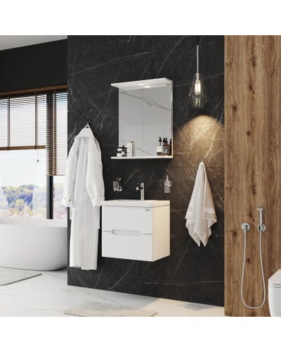 Комплект мебели белый глянец 50 см Onika Айленд 105021 + 4630055557578 + 205206