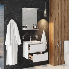 Комплект мебели белый глянец 50 см Onika Айленд 105021 + 4630055557578 + 205206