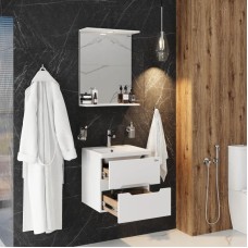 Комплект мебели белый глянец 50 см Onika Айленд 105021 + 4630055557578 + 205206