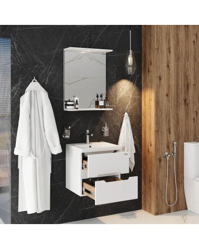 Комплект мебели белый глянец 50 см Onika Айленд 105021 + 4630055557578 + 205206