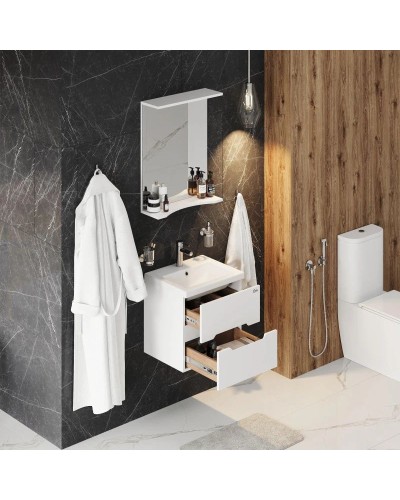 Комплект мебели белый глянец 50 см Onika Айленд 105021 + 4630055557578 + 205206