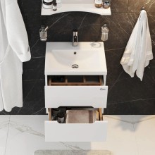 Комплект мебели белый глянец 50 см Onika Айленд 105021 + 4630055557578 + 205206