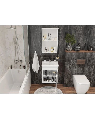 Комплект мебели белый глянец 50,6 см Onika Ирис 105018 + 1WH302128 + 205014