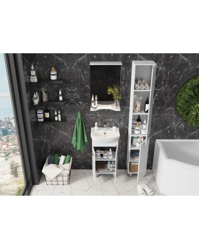 Комплект мебели белый глянец 47 см Onika Коралл 104701 + 604701 + 204501