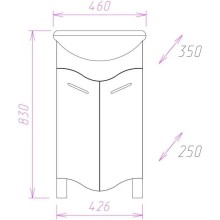 Комплект мебели белый глянец 46 см Onika Лайн 104504 + 4620008192741 + 204802