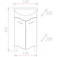 Комплект мебели белый глянец 46 см Onika Лайн 104504 + 4620008192741 + 204802