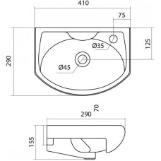 Комплект мебели белый глянец 41 см Onika Азов 104001 + 1WH110254 + 205012