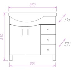 Комплект мебели белый глянец 83 см Onika Эльбрус 108202 + 1WH110228 + 208022