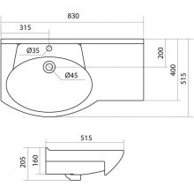 Комплект мебели белый глянец 83 см Onika Эльбрус 108202 + 1WH110228 + 208022