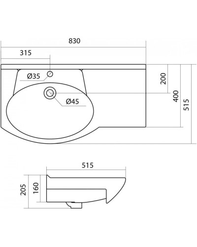 Комплект мебели белый глянец 83 см Onika Эльбрус 108202 + 1WH110228 + 208022