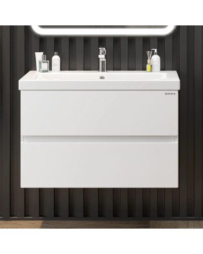 Комплект мебели белый глянец 80 см Onika Эвада 108058 + UM-COM80/1 + 208096