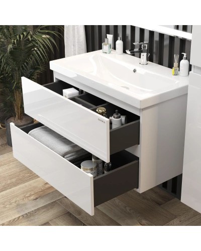 Комплект мебели белый глянец 80 см Onika Эвада 108058 + UM-COM80/1 + 208096