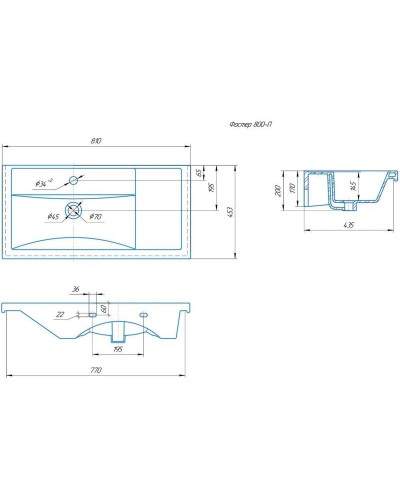Комплект мебели дуб галифакс 81 см Onika Легран 108047 + 4640021065198 + 208092