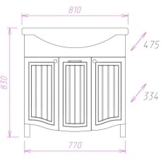 Комплект мебели белое дерево 81 см Onika Арно 108035 + 4620008198941 + 208085