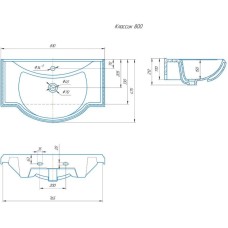 Комплект мебели белое дерево 81 см Onika Арно 108035 + 4620008198941 + 208085
