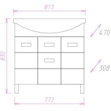 Комплект мебели белый глянец 81,3 см Onika Балтика 108023 + 1WH501524 + 208024